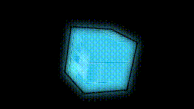 Focusing on the proximity of the visuals, visual styles for rounded corners and outer frame tracer lines were added to match my P5js. Also added inner glow, scroll raster and outer glow blur effects. Visual and audio interactions, with the cube size change.